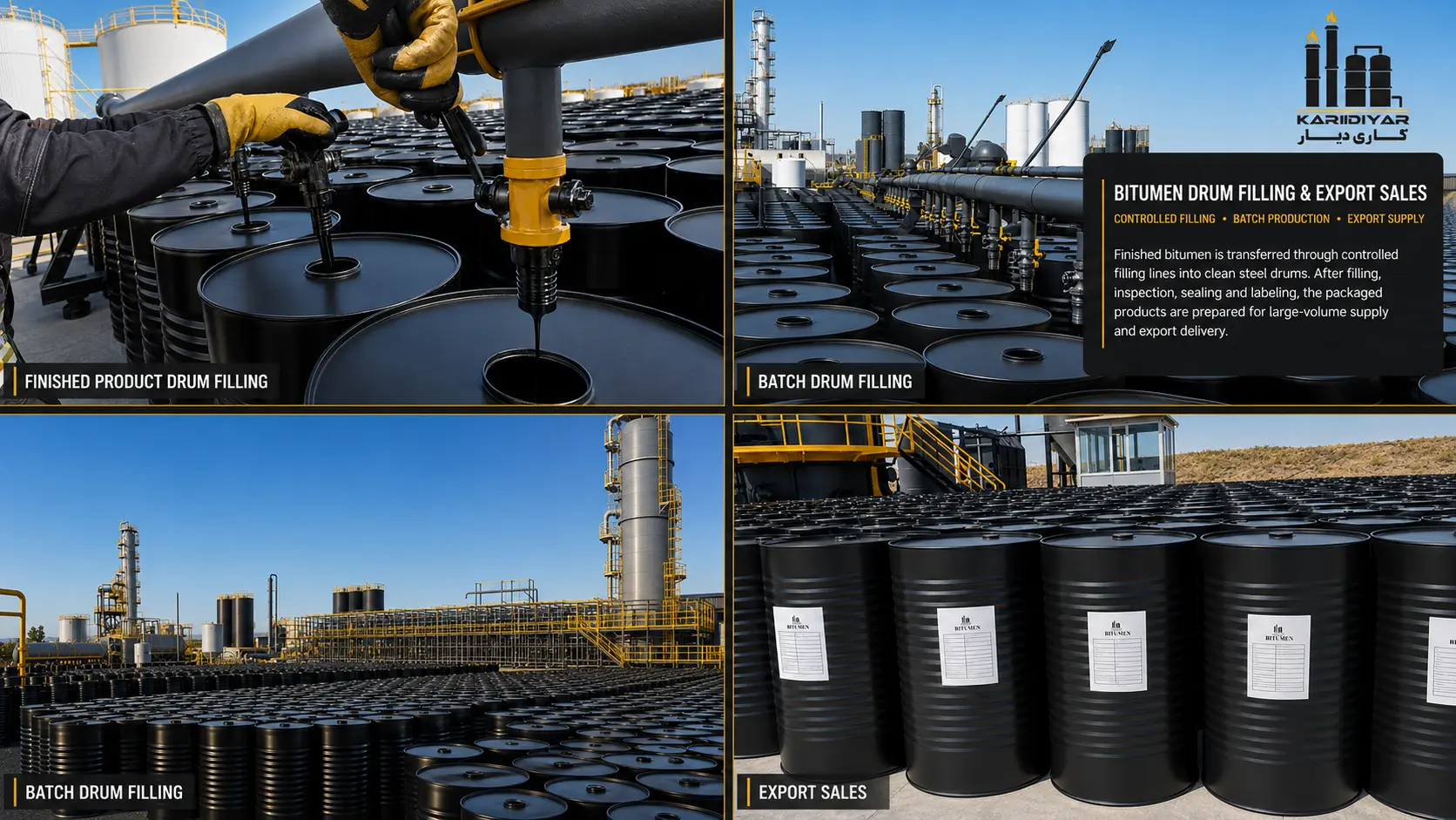 Bitumen drum filling and export preparation